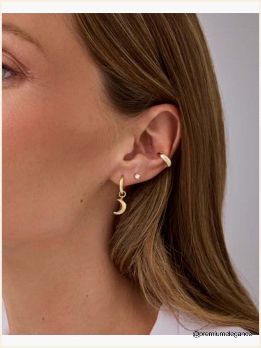 14K Gold Huggie Earrings - Moon Star Flower Drop Dangle Charm Huggies - Picture 4 of 6